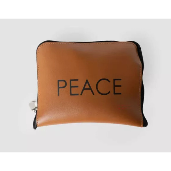 Peace Love World Tote Bag Black Canvas Large NEW - Picture 3 of 5